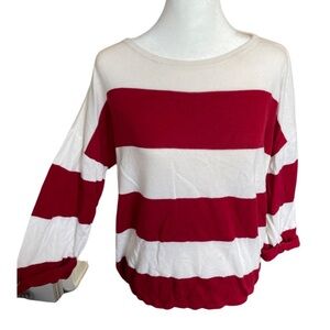 GAP red and white knit cardigan sweater XS